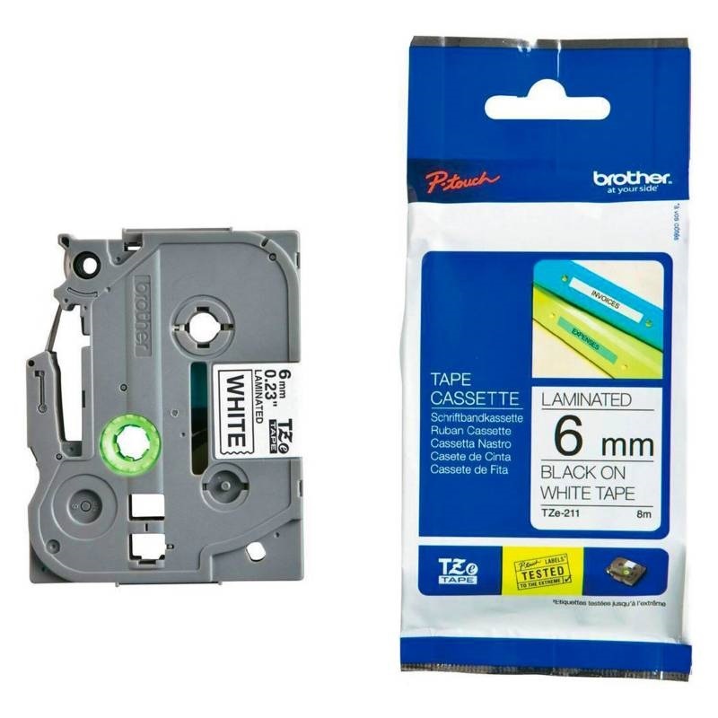 CINTA NEGRO/BLANCO 6MMX8M TZE211 - BROTHER